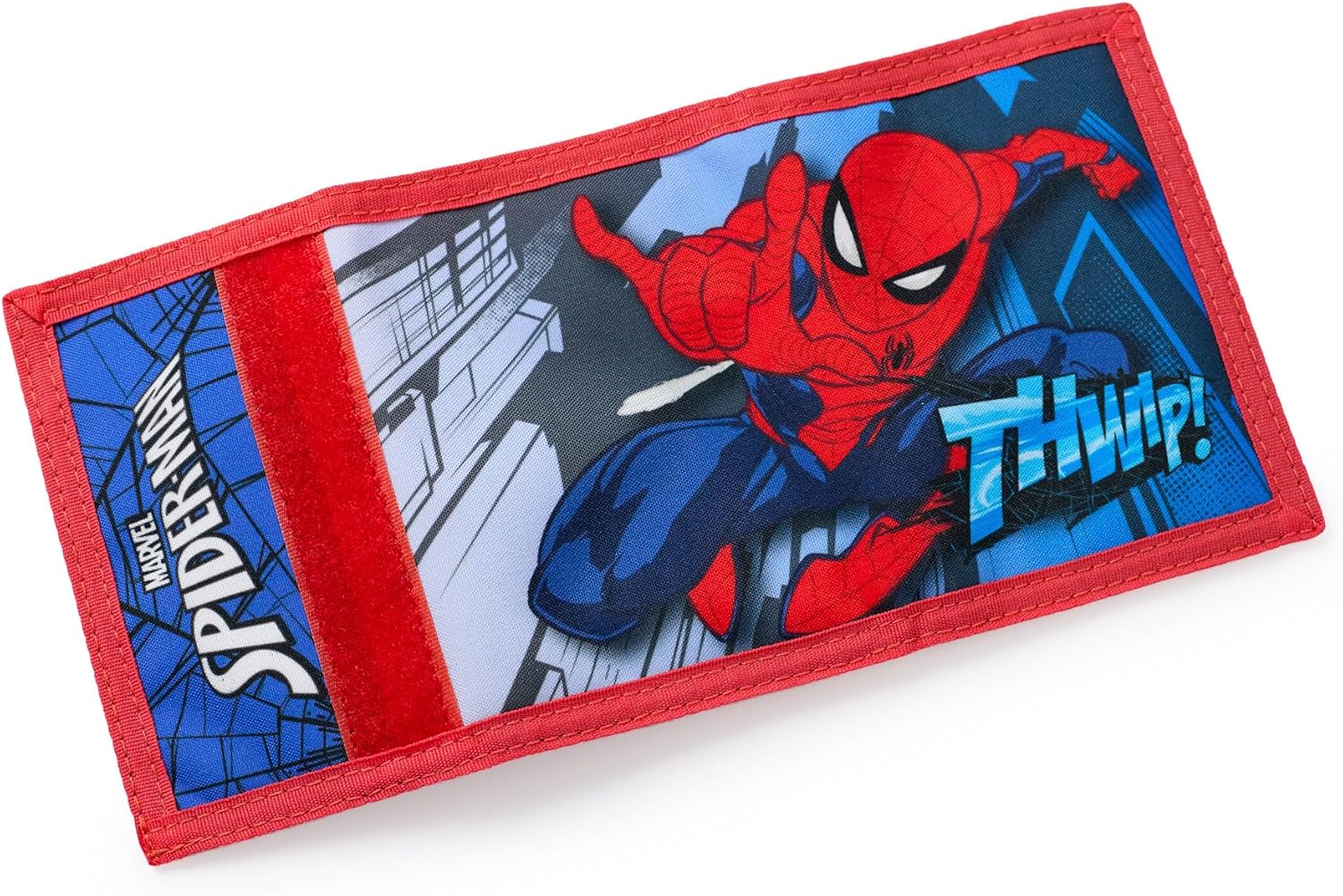Portefeuille Marvel Spider-Man rouge à trois volets avec imprimé THWIP ! et porte-clés masque – Image 4