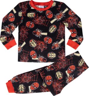 Pyjama polaire Marvel Spider-Man et Iron Man manches longues noir et rouge