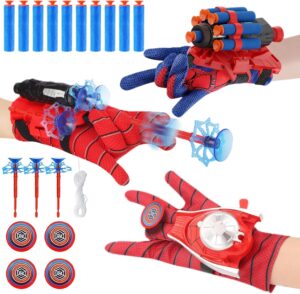 Set Spider-Man de 3 gants lanceurs avec fléchettes ventouses et frisbee