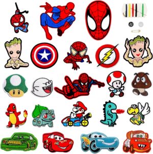 Patchs thermocollants Spider-Man multicolores, lot de 22