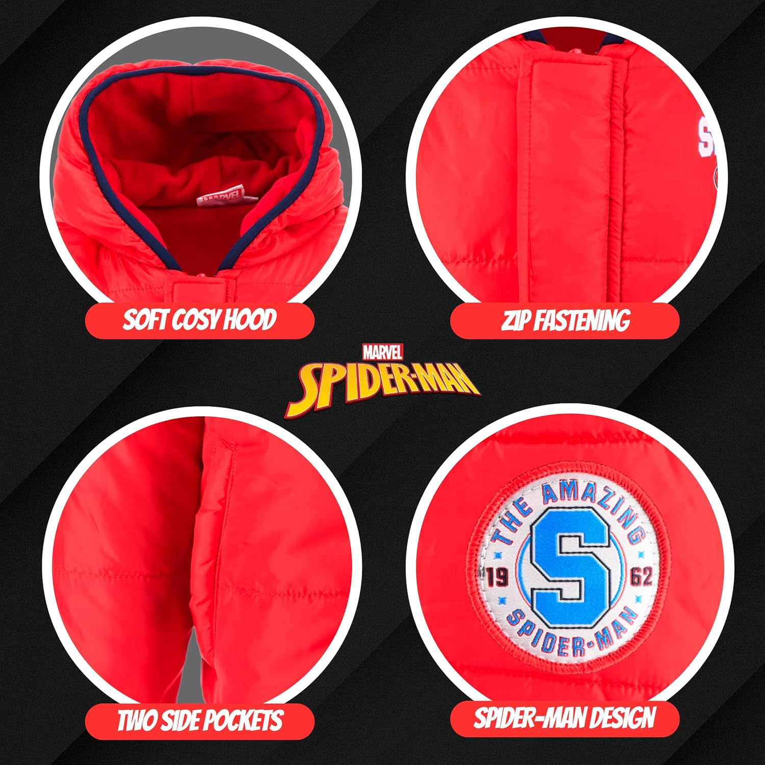 Veste à capuche Spider-Man rouge pour garçon, taille 3 ans – Image 6
