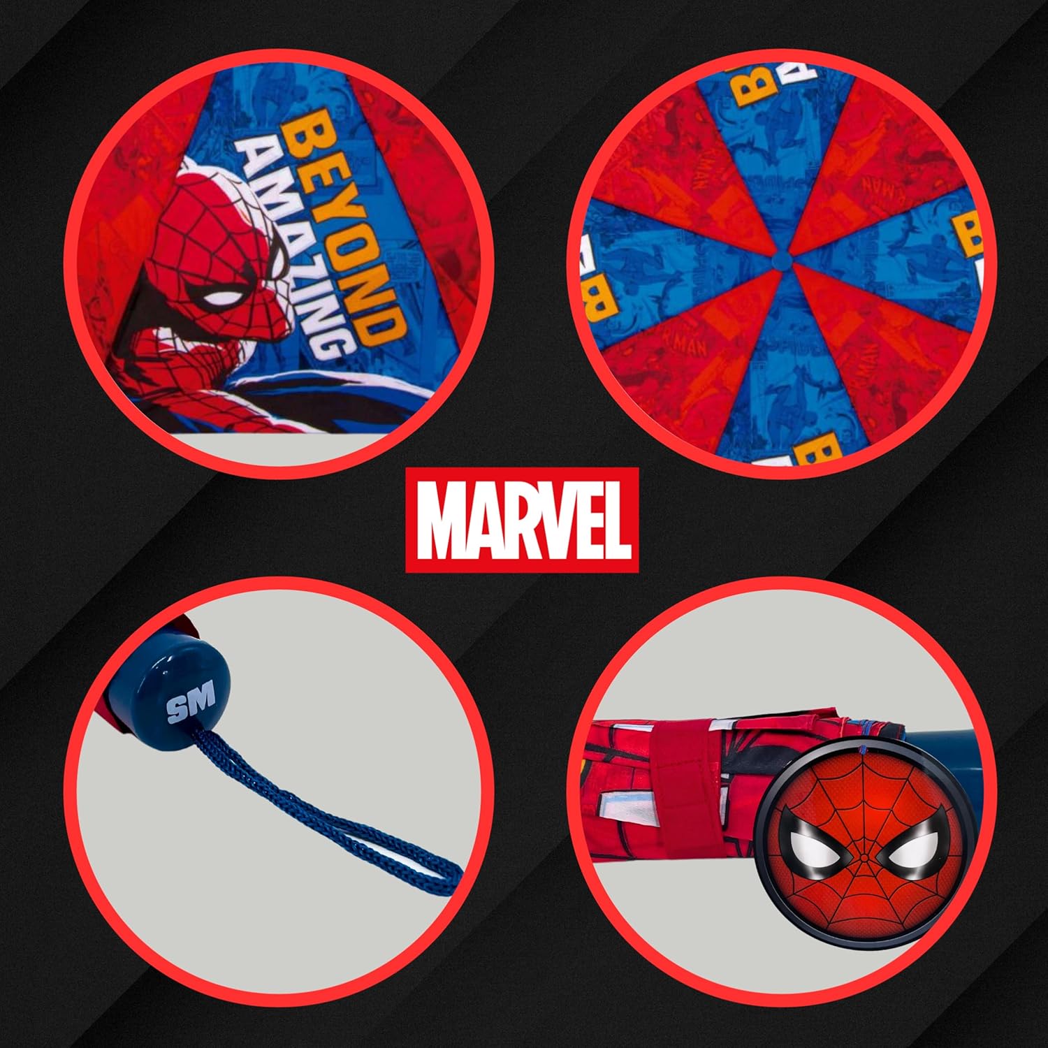 Parapluie pliant compact Spider-Man Marvel bleu – Image 5