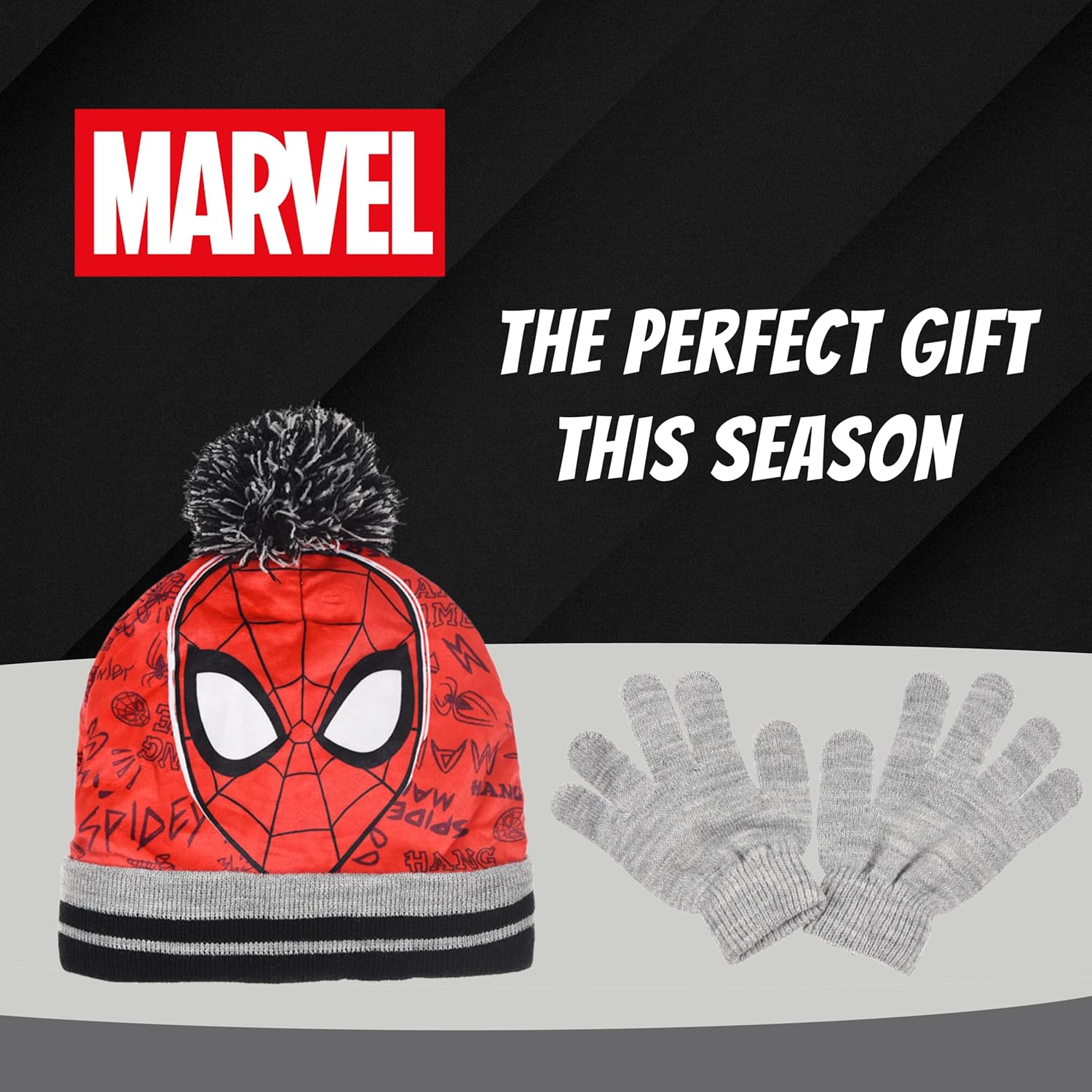 Ensemble hiver Marvel Spider-Man bonnet et gants gris pour garçon – Image 7