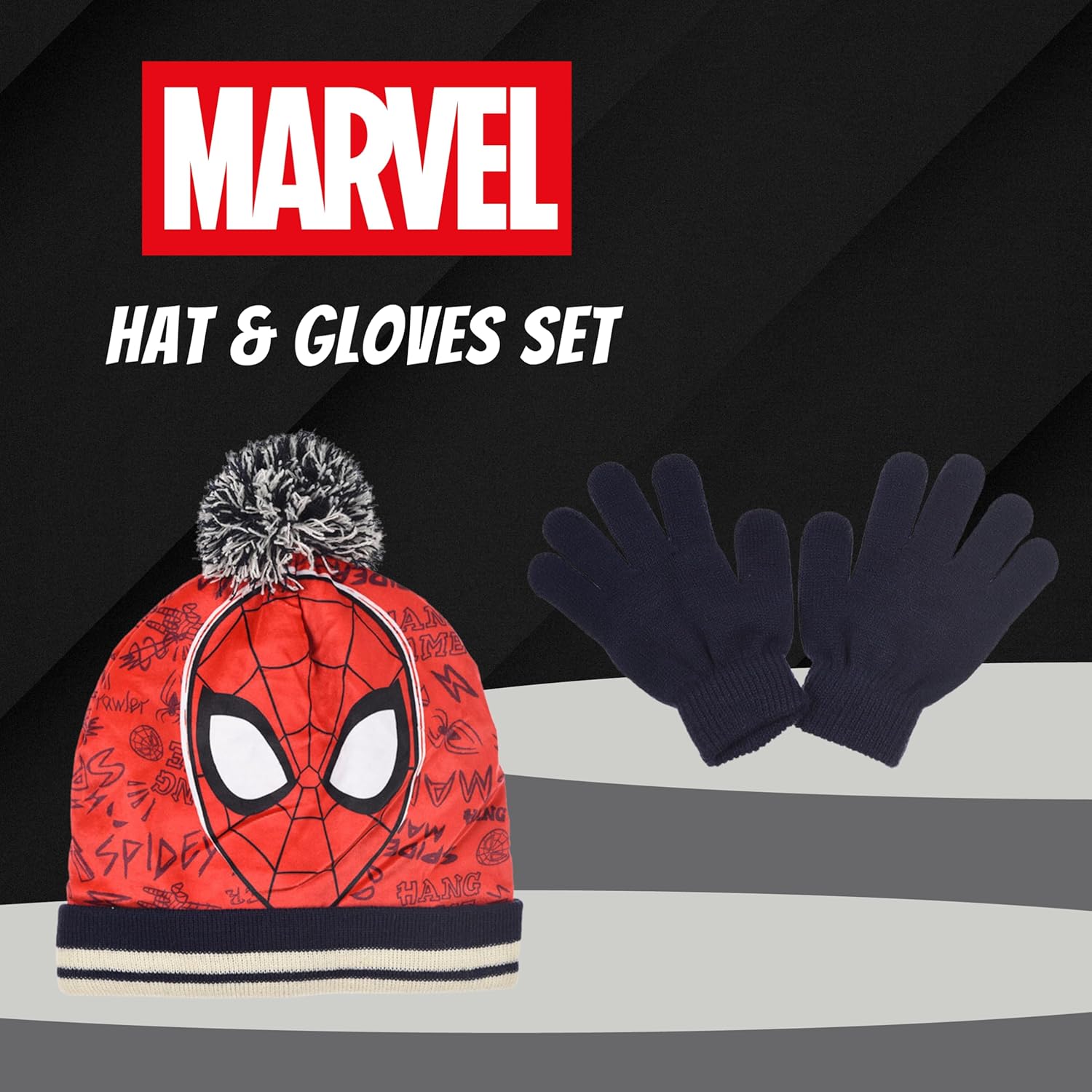 Ensemble bleu Marvel Spider-Man chapeau et gants 100% Acrylique pour garçon – Image 3