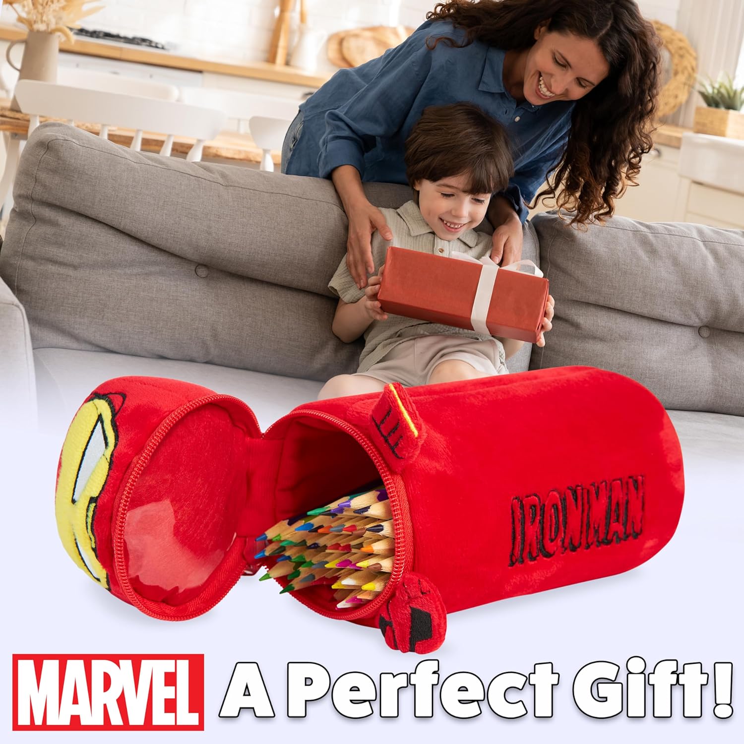 Set de coloriage Marvel Spider-Man avec trousse, 48 crayons Rouge Iron Man – Image 2