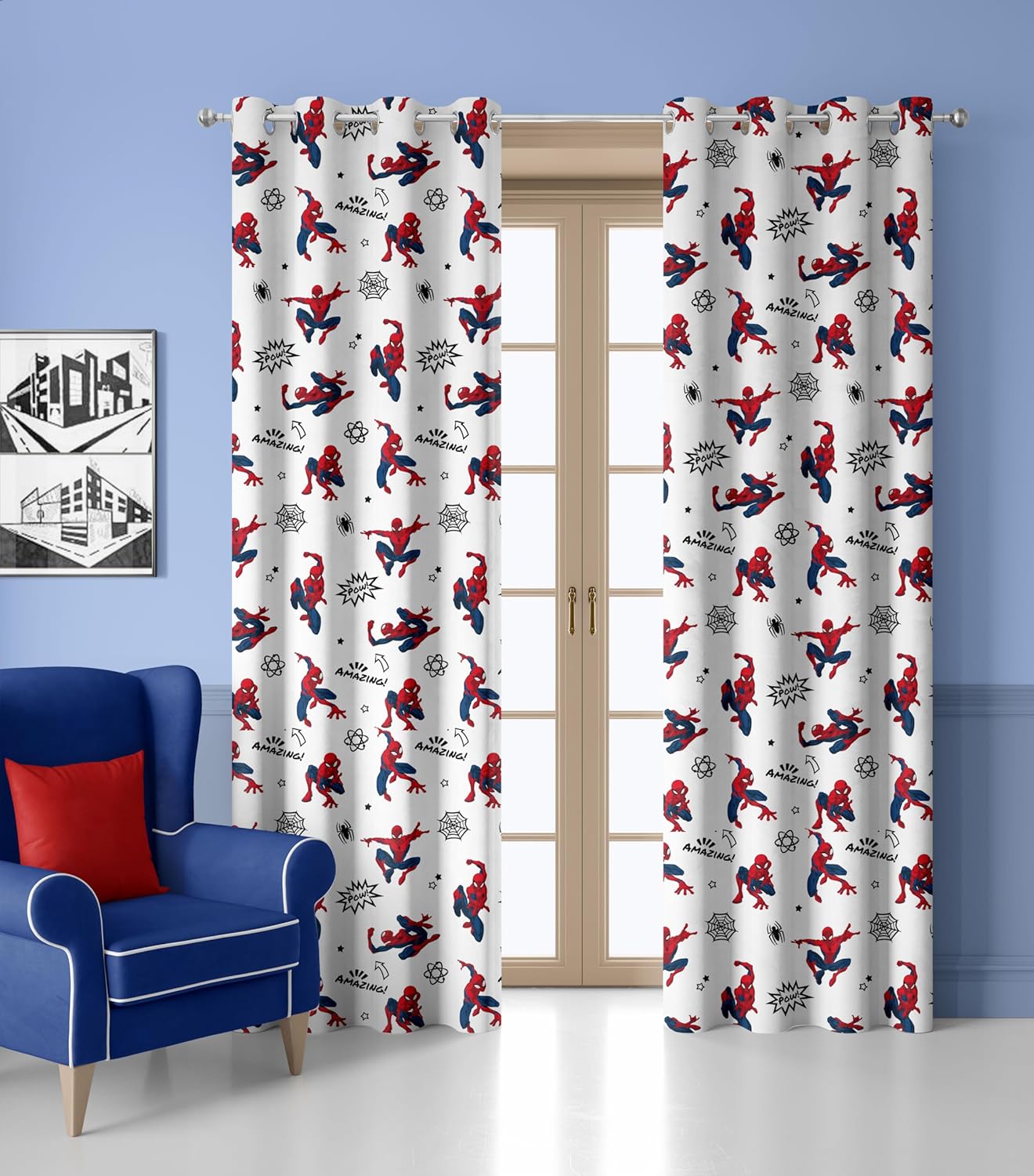 Rideau à voile Spider-Man Disney avec anneaux, panneau simple 140 x 290 – Image 3