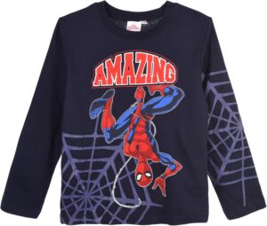 T-shirt manches longues Spider-Man bleu marine foncé pour garçon