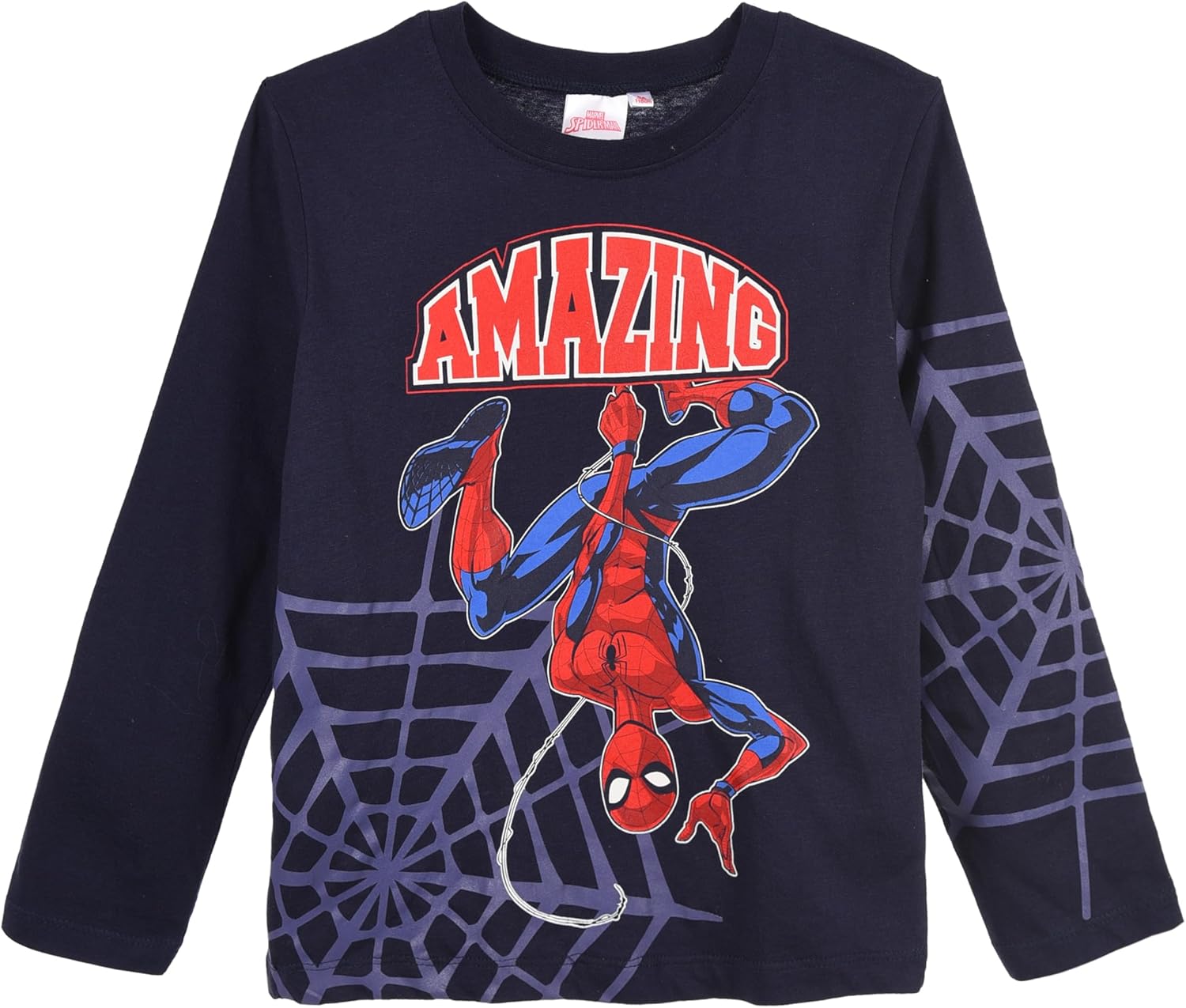 T-shirt manches longues Spider-Man bleu marine foncé pour garçon