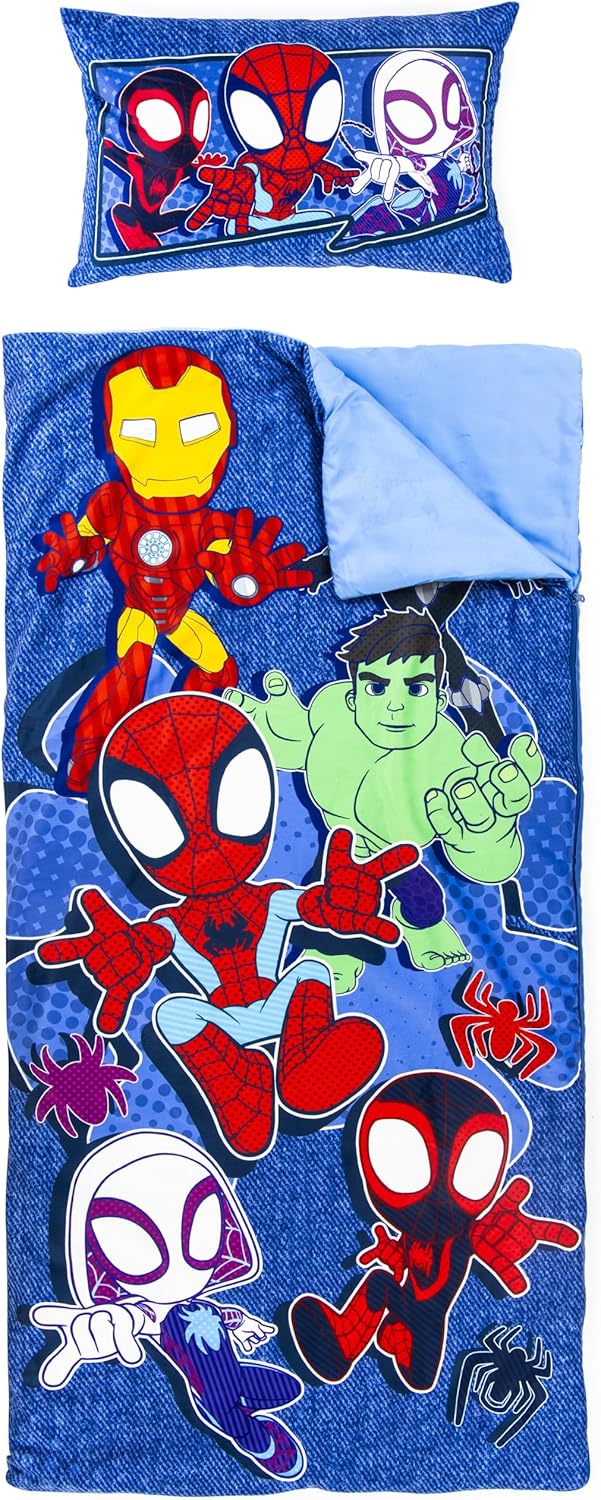 Marvel Spidey et Ses Amis extraordinaires tapis de sieste enfant avec oreiller intégré 2 pièces