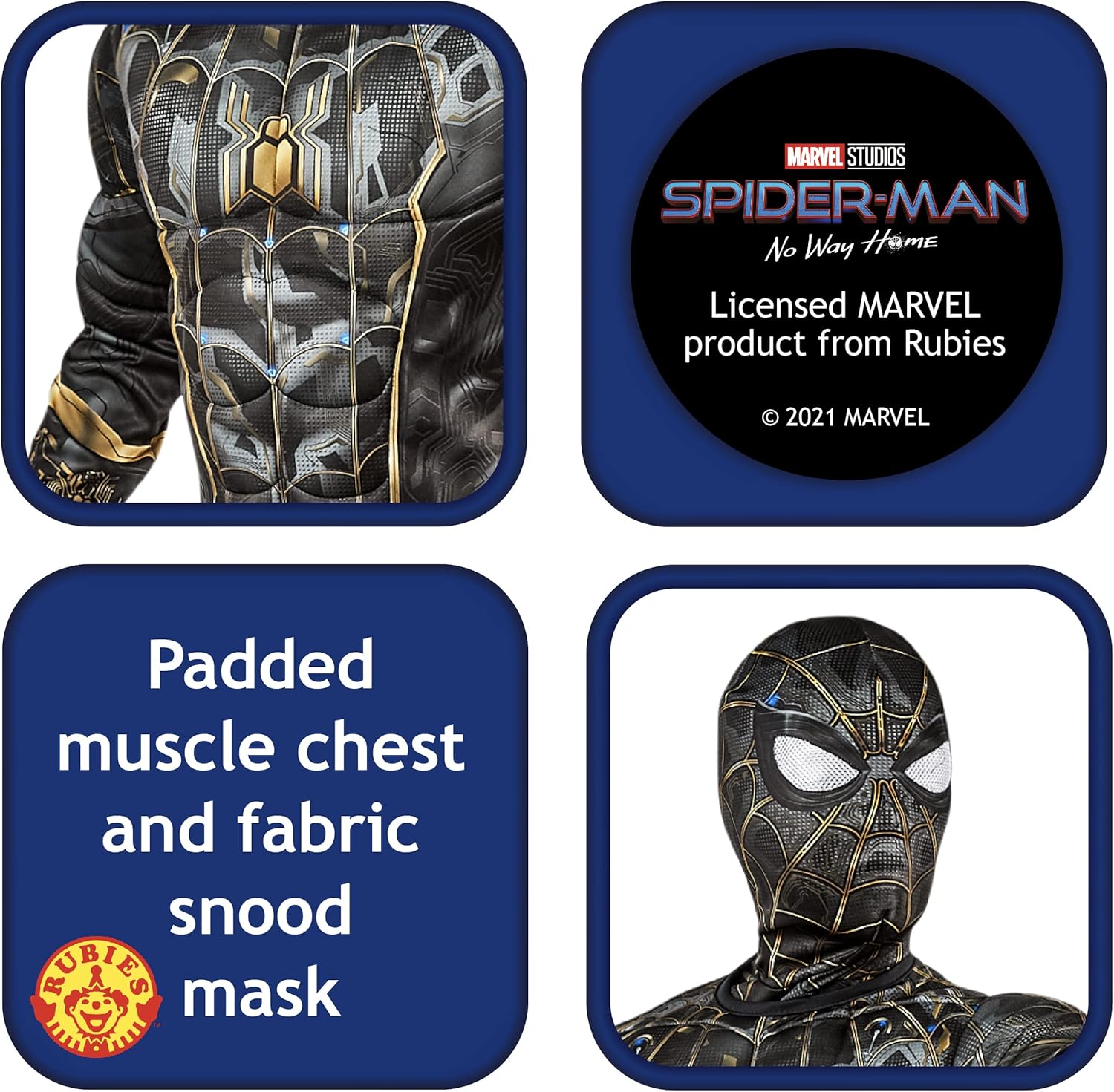Costume enfant Deluxe Marvel Spider-Man No Way Home noir et doré – Image 3