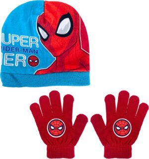 Ensemble d'hiver Marvel Spiderman avec chapeau et gants en 100% Acrylique