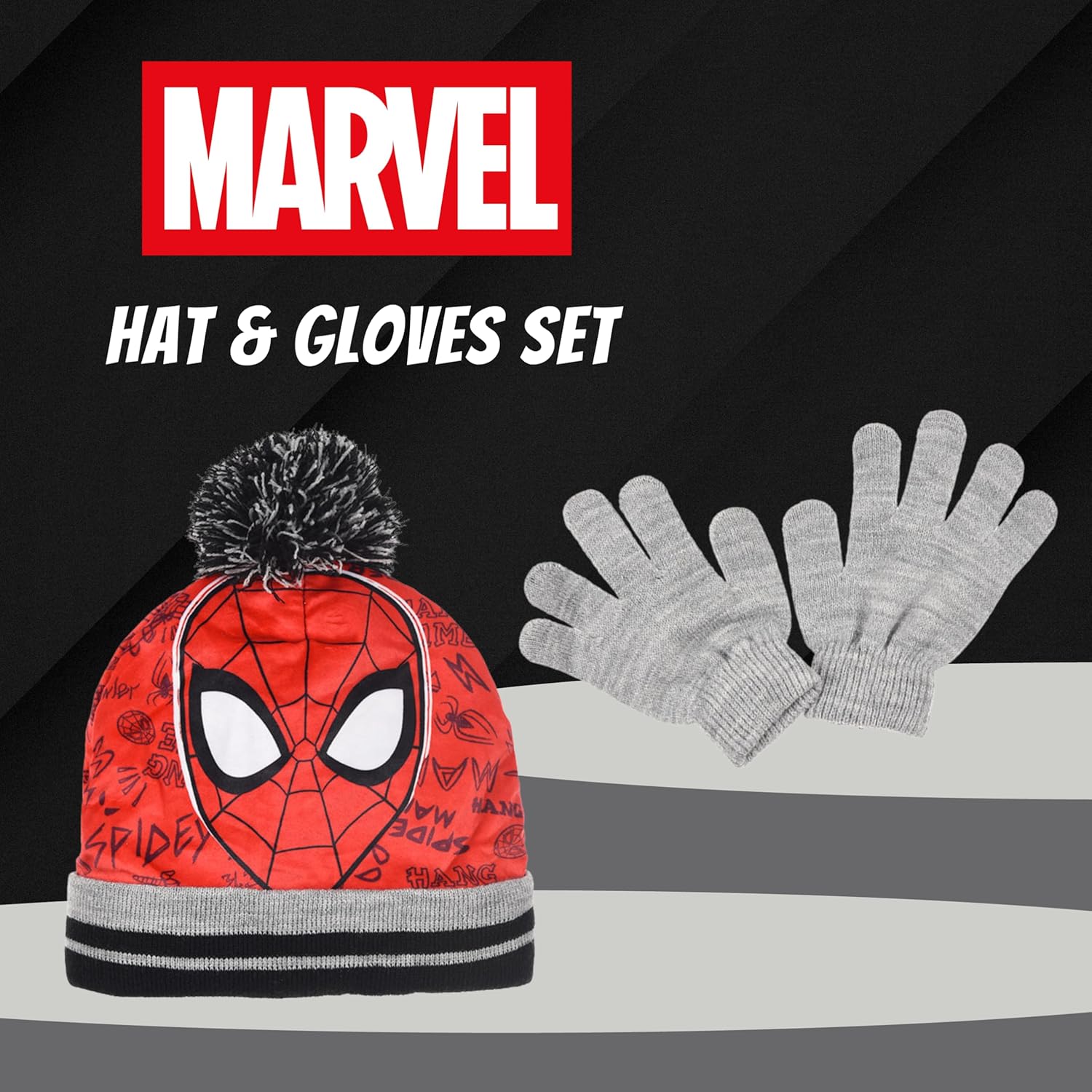 Ensemble hiver Marvel Spider-Man bonnet et gants gris pour garçon – Image 3