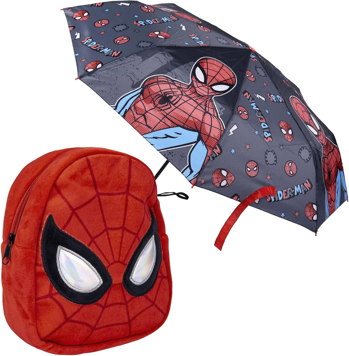 Ensemble Spiderman multicolore avec sac à dos et parapluie enfant
