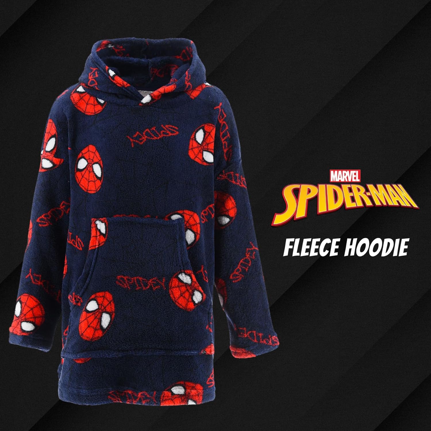 Pull plaid Spider-Man rouge à capuche pour garçon, polaire douce 3 à 5 ans – Image 3