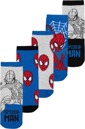 Marvel Spider-Man, lot de 5 paires de chaussettes enfant bleu et gris