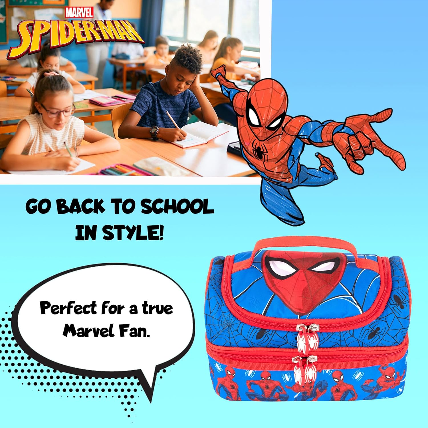 Sac à déjeuner Marvel Spider-Man double étage multi-compartiments – Image 7