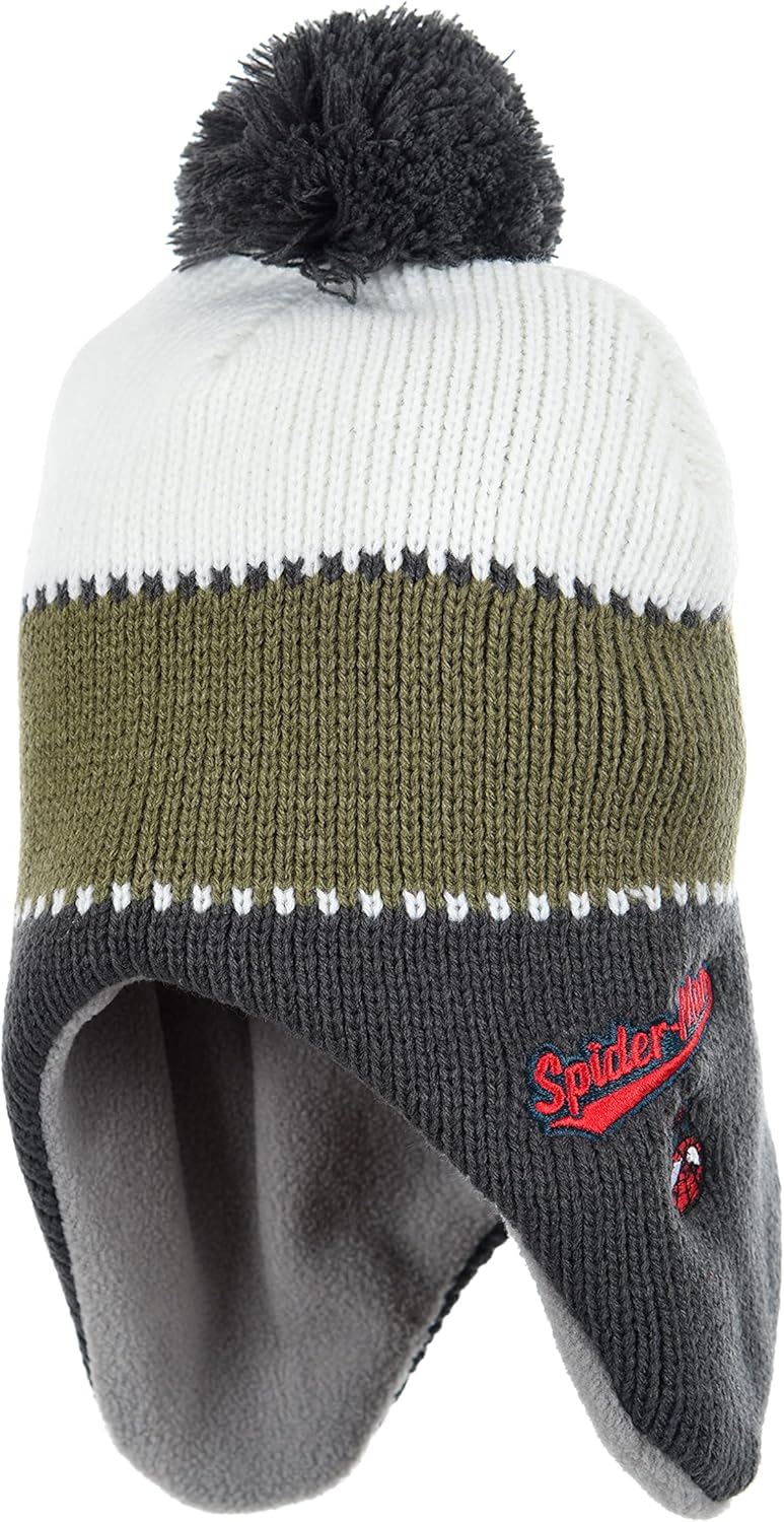 Bonnet d'hiver Spider-Man tricoté à pompon pour garçon