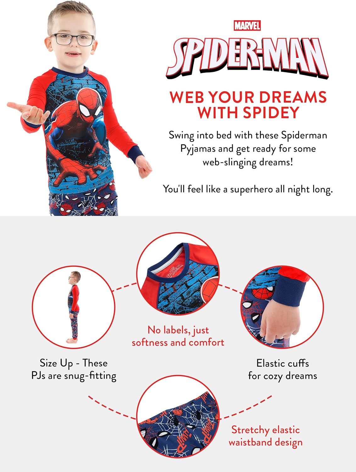 Pyjama Spiderman Marvel à manches longues pour garçon – Image 4