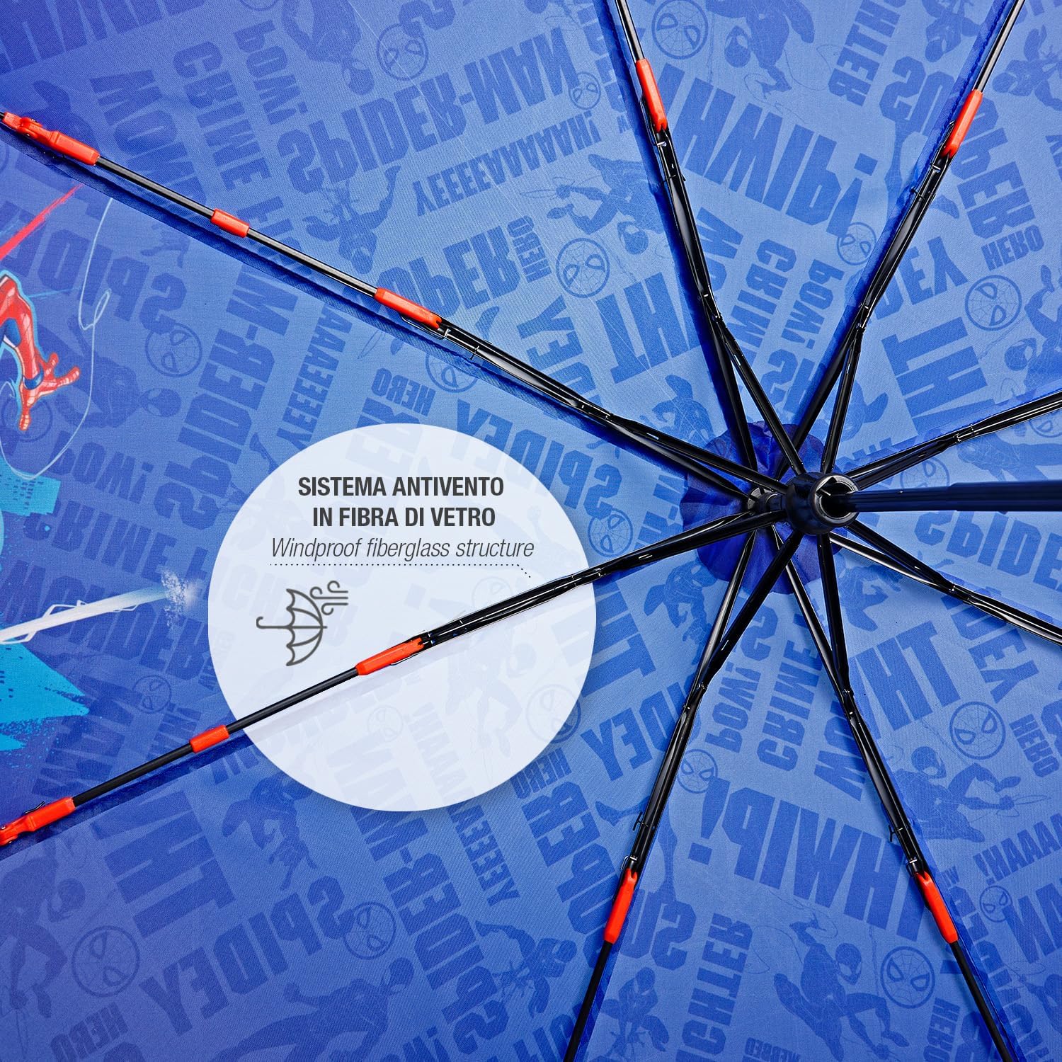 Parapluie pliant Marvel Spider-Man bleu enfant, diamètre 91 cm – Image 3