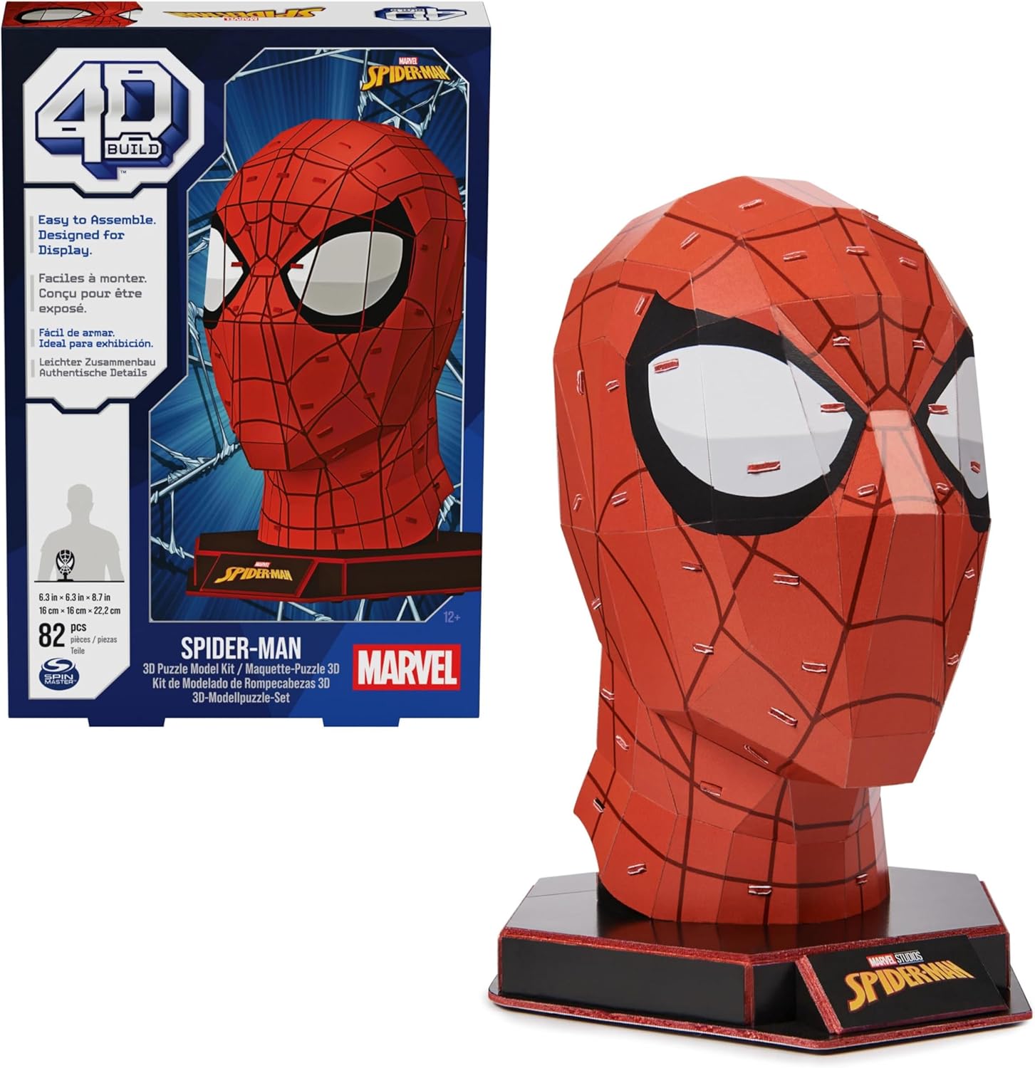 Masque Spider-Man Marvel 4D Build en puzzle 3D, 82 pièces