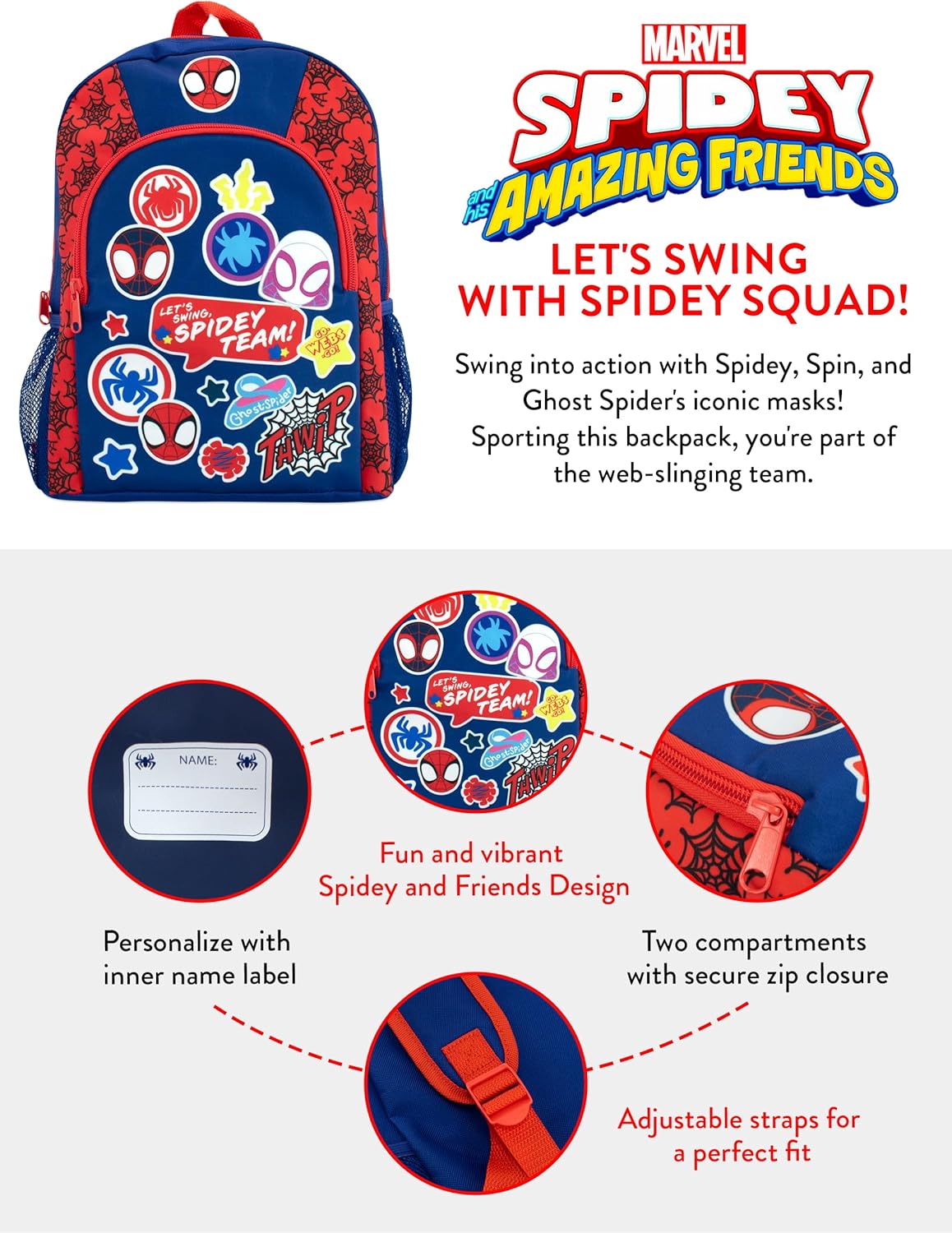 Sac à dos enfant Marvel Spiderman, Spidey et ses amis incroyables – Image 4