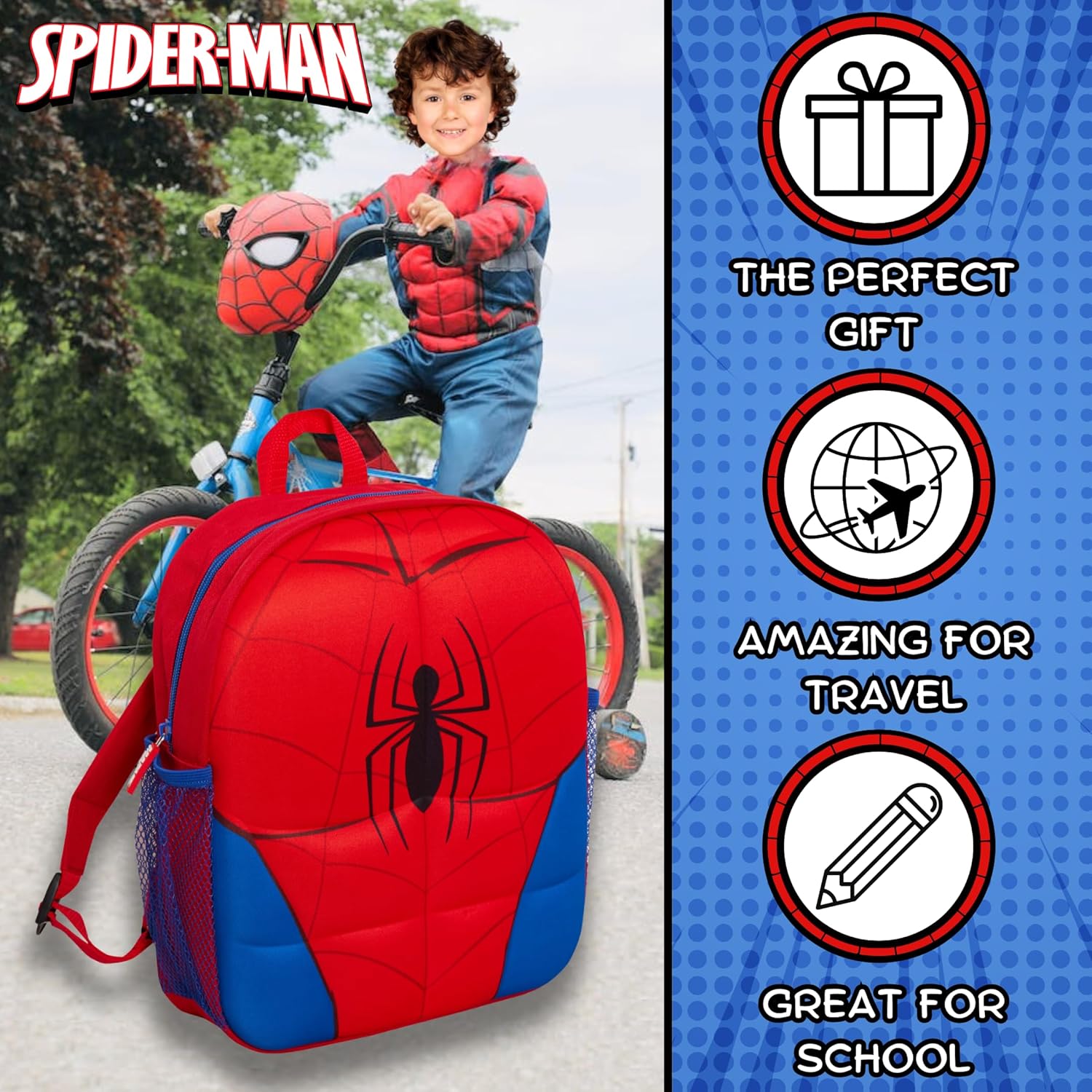 Sac à dos Marvel Spider-Man rouge avec peluche 3D – Image 3