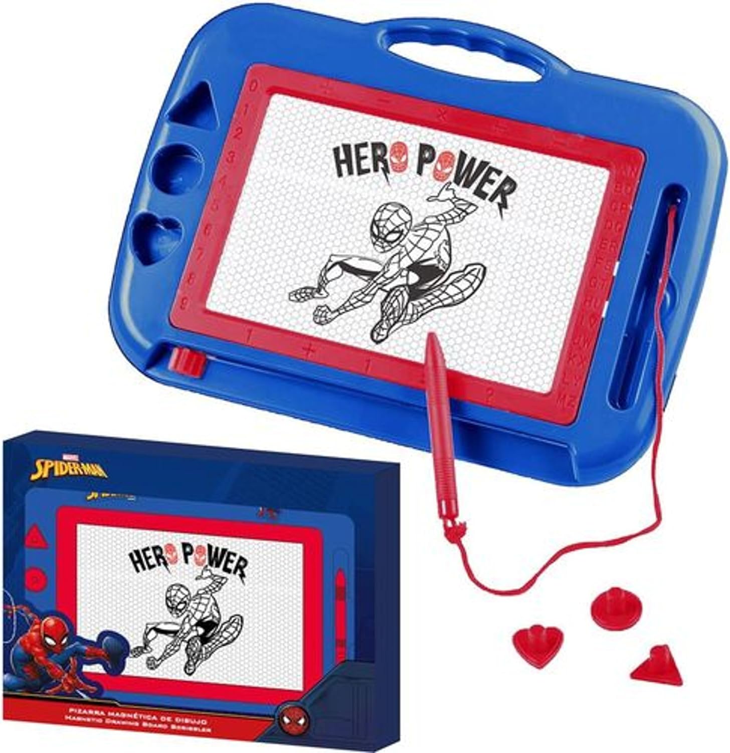 Ardoise magnétique Spider-Man Marvel avec crayon et 3 tampons