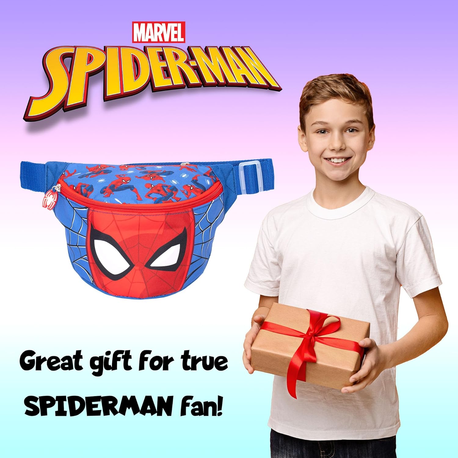 Sac banane Marvel Spiderman bleu et rouge à sangle réglable pour enfant – Image 4