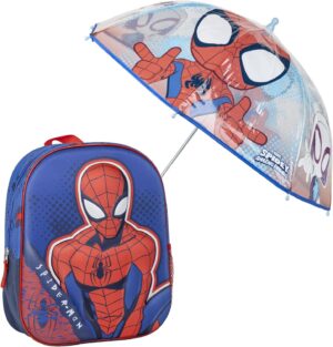 Set Spider-Man avec sac à dos 3D et parapluie à bulles pour enfant