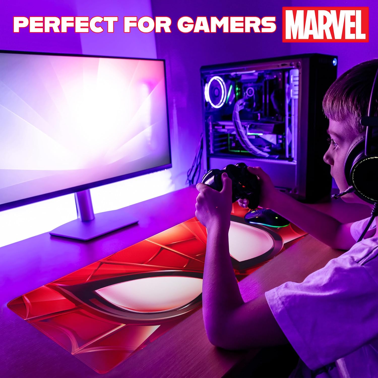 Tapis de souris Marvel Spiderman rouge 80x36 cm – Image 6