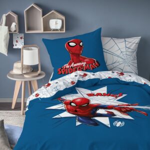 Parure de lit enfant Spider-Man Home Jumping bleu en 100% coton