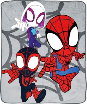 Plaid enfant Marvel Spidey et Ses Amis extraordinaires, Miles Morales et Ghost-Spider Gwen, 130 x 150 cm