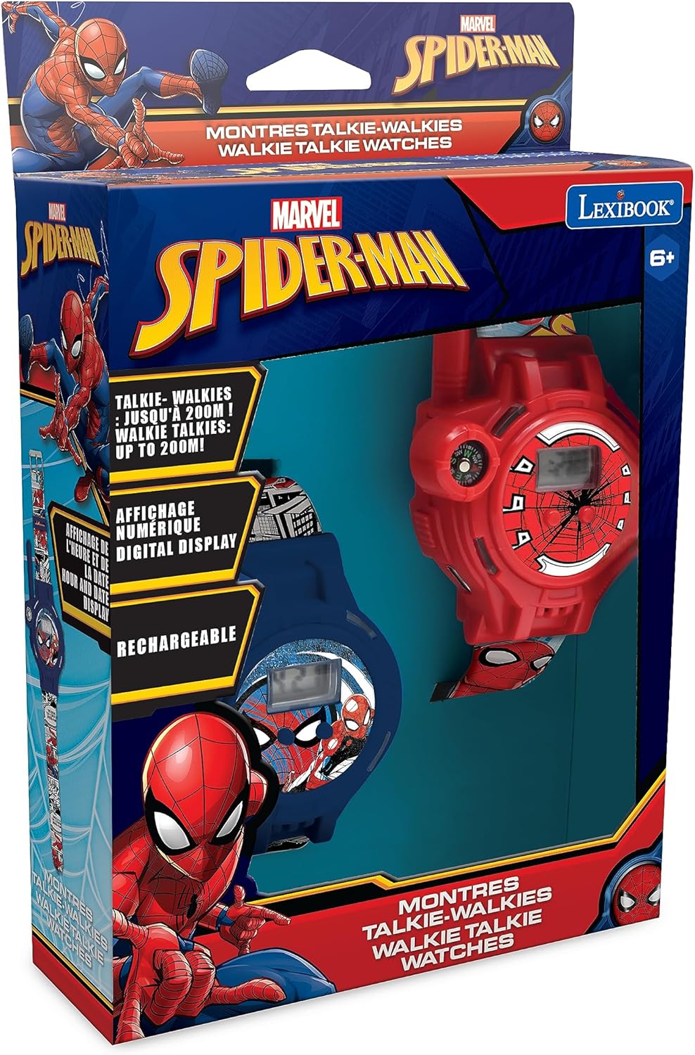 Montres talkie-walkies Spider-Man rechargeables avec lampe de poche et boussole – Image 3