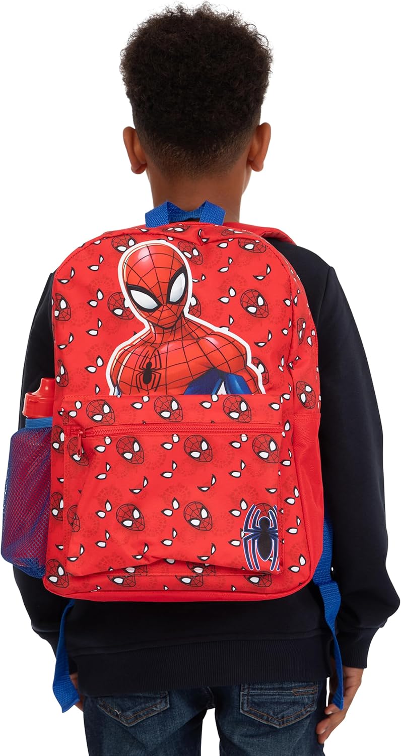 Cartable Marvel Spiderman rouge avec bouteille, sac lunch et trousse – Image 2