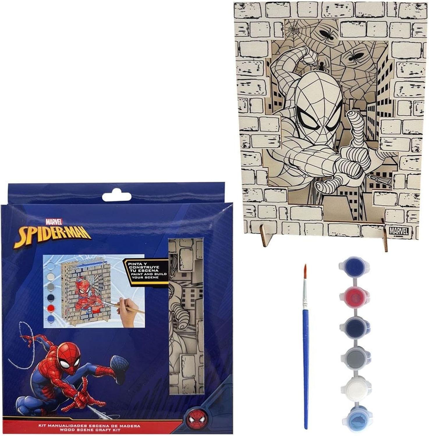 Kit de peinture en bois 3D Spider-Man Marvel avec 6 peintures