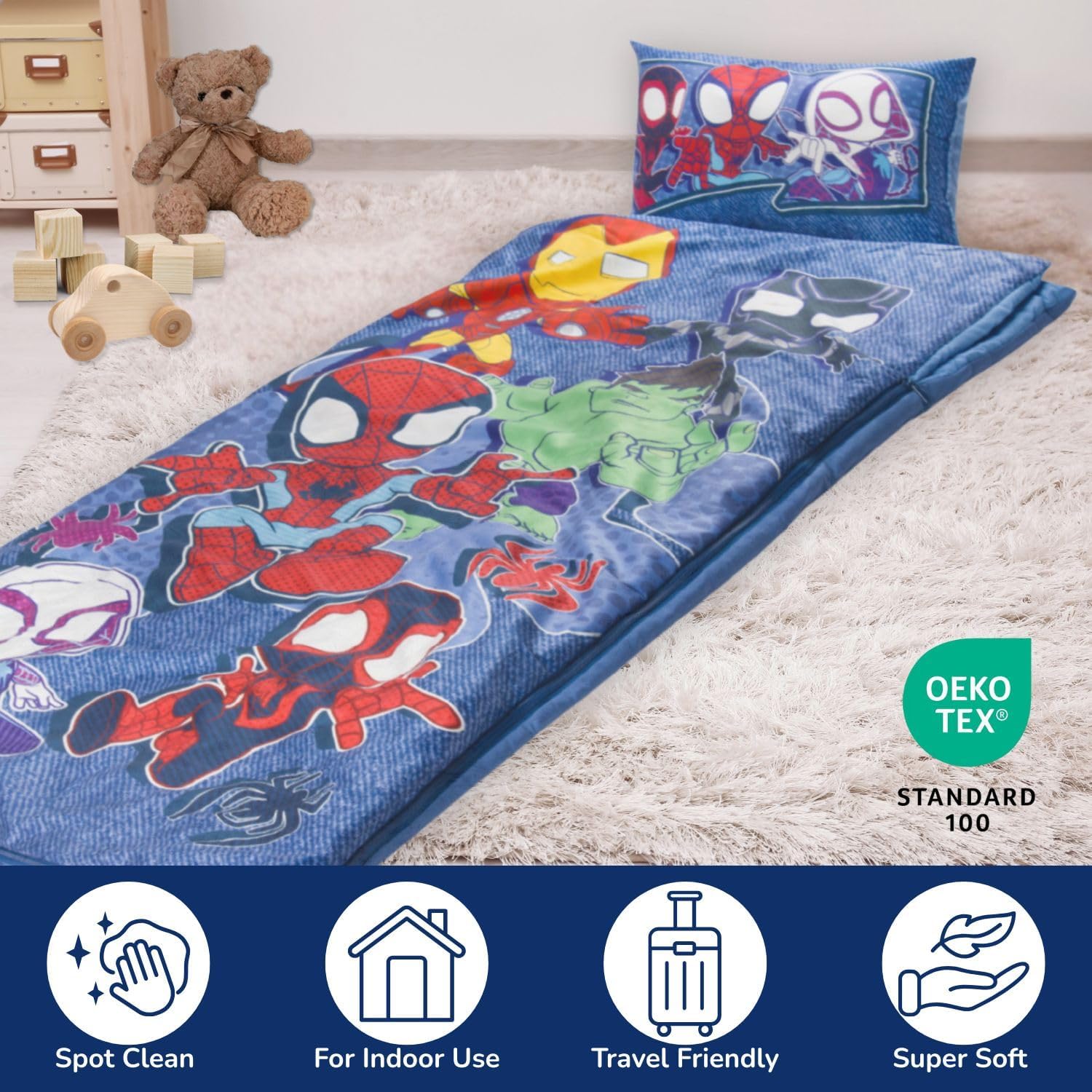 Marvel Spidey et Ses Amis extraordinaires tapis de sieste enfant avec oreiller intégré 2 pièces – Image 3