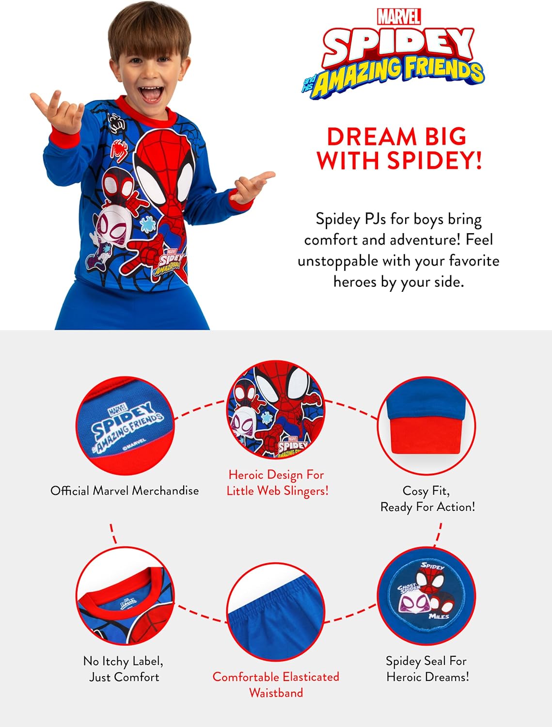 Pyjama d'hiver Marvel Spiderman pour garçons, ensemble de nuit 2 à 8 ans – Image 7