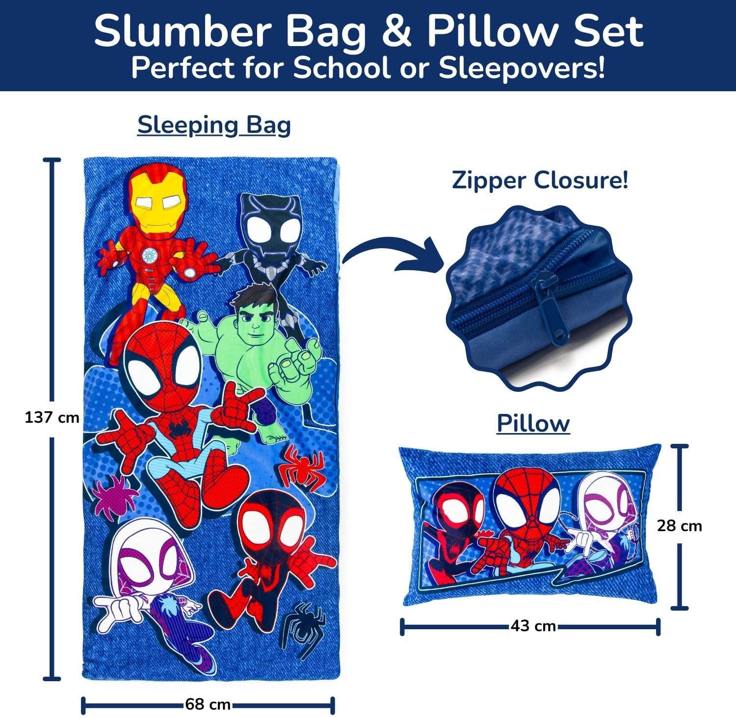 Marvel Spidey et Ses Amis extraordinaires tapis de sieste enfant avec oreiller intégré 2 pièces – Image 2