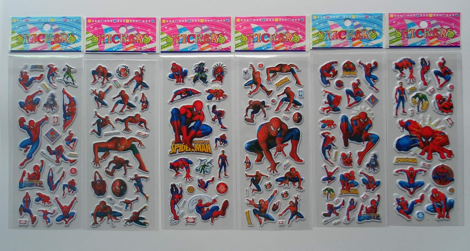 Stickers éponge Spiderman en PVC, 6 feuilles pour enfants – Image 2