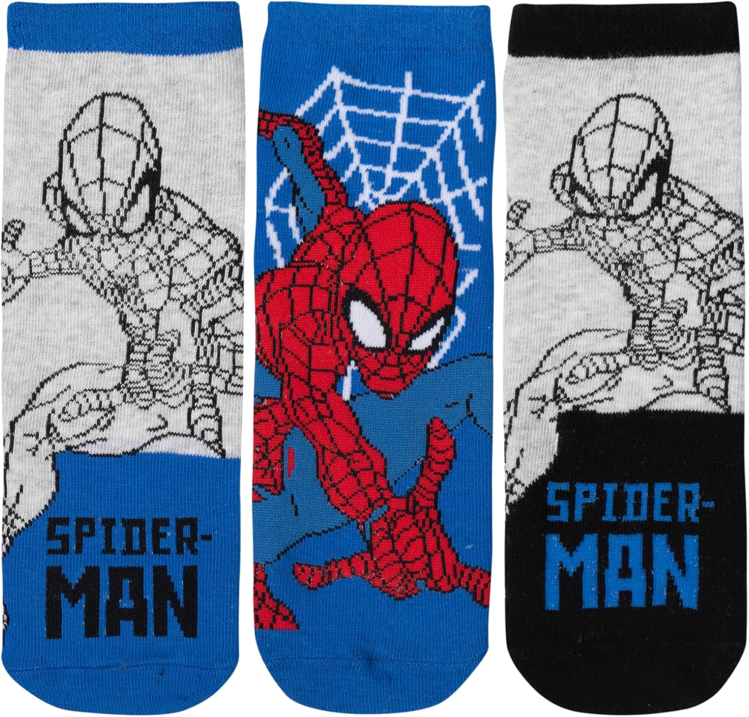 Marvel Spider-Man, lot de 5 paires de chaussettes enfant bleu et gris – Image 2