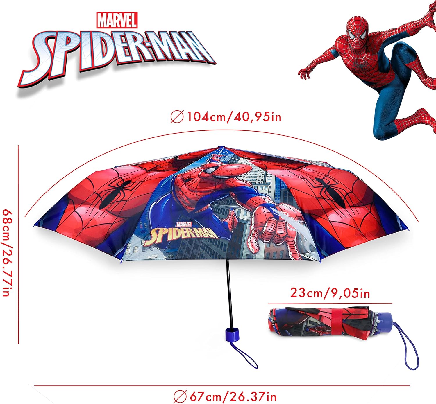 Parapluie pliant compact Spider-Man pour enfant – Image 2