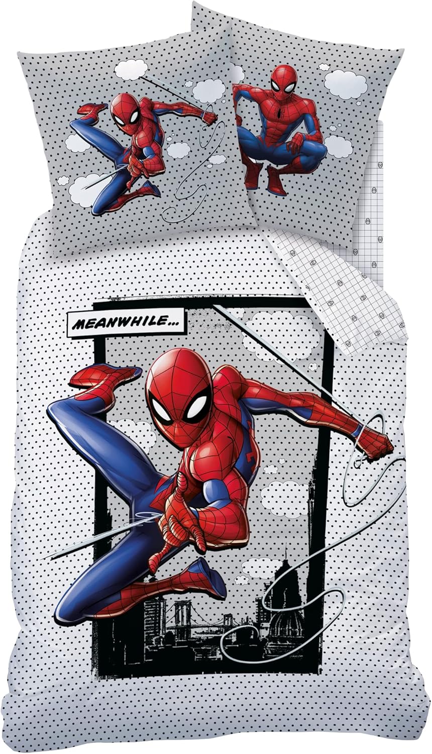Parure de lit enfant Spider-Man grise en 100 % coton – Image 3