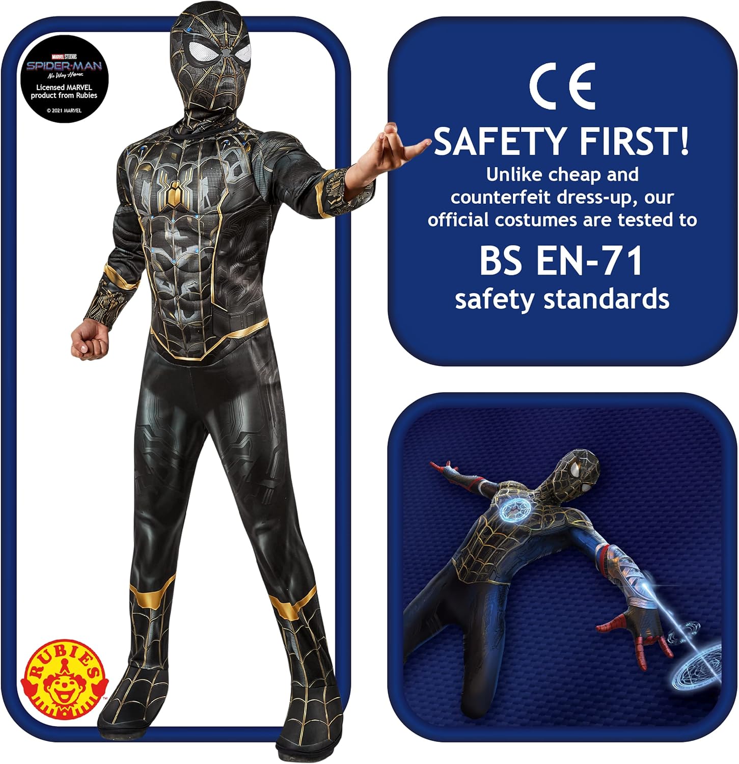 Costume enfant Deluxe Marvel Spider-Man No Way Home noir et doré – Image 2