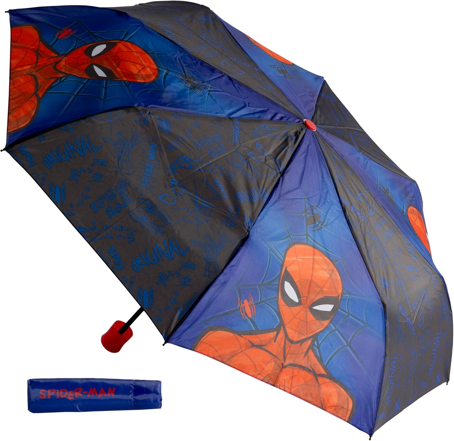 Parapluie de poche pliable Spider-Man avec housse, diamètre 94 cm