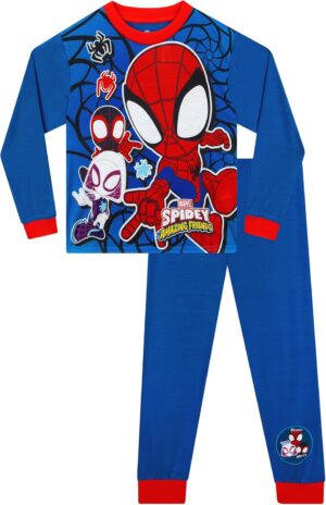Pyjama d'hiver Marvel Spiderman pour garçons, ensemble de nuit 2 à 8 ans