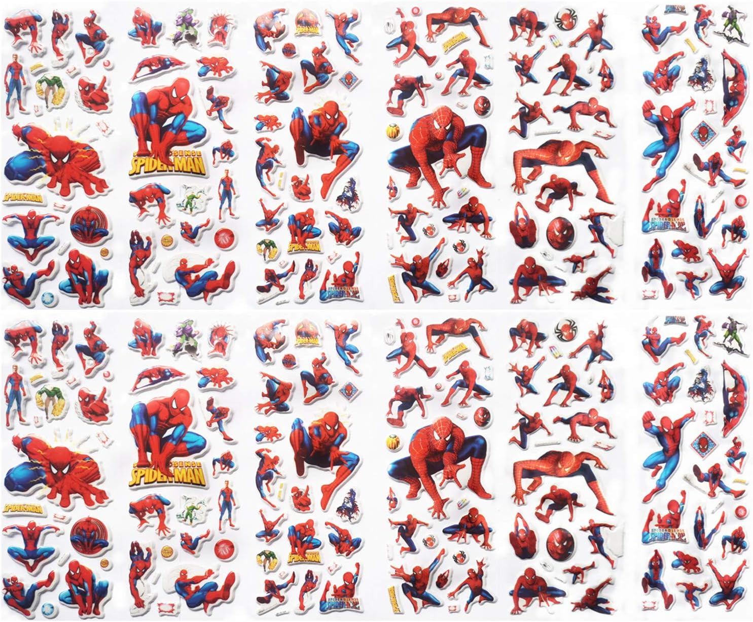 Stickers éponge Spiderman en PVC, 6 feuilles pour enfants