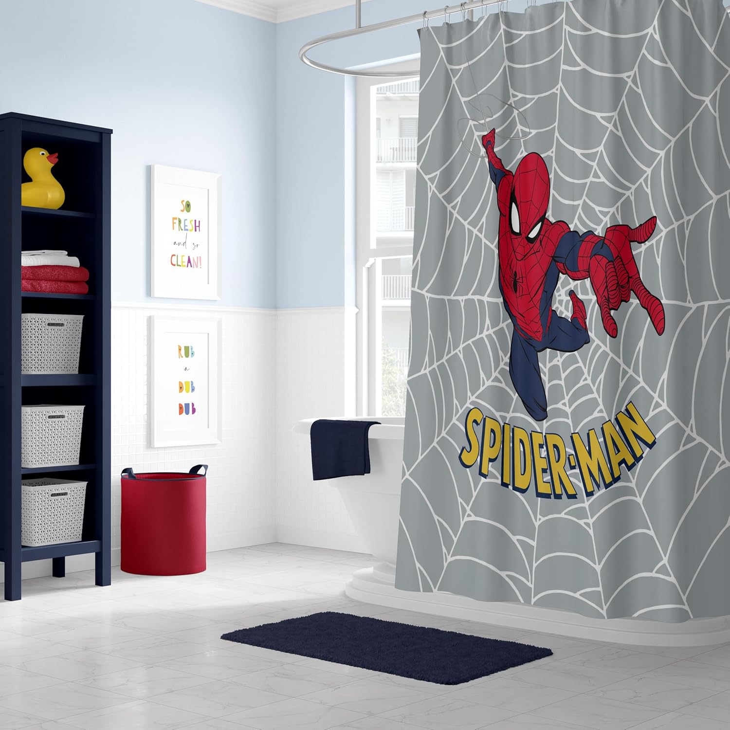 Rideau de douche Marvel Spiderman gris en microfibre 178 x 182 cm – Image 3