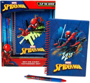 Journal intime Marvel Spider-Man avec stylo multicolore et carnet 2 couvertures
