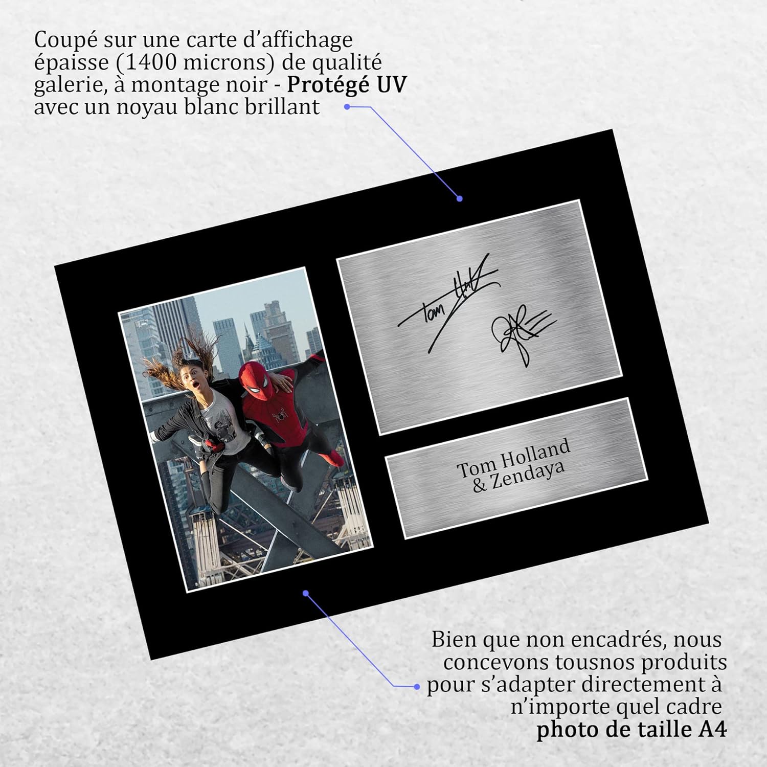 Photo imprimée signée Spider-Man MJ avec Zendaya et Tom Holland, format A4 – Image 3