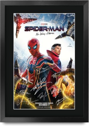 Affiche encadrée A3 Spider-Man: No Way Home, photo autographe imprimée